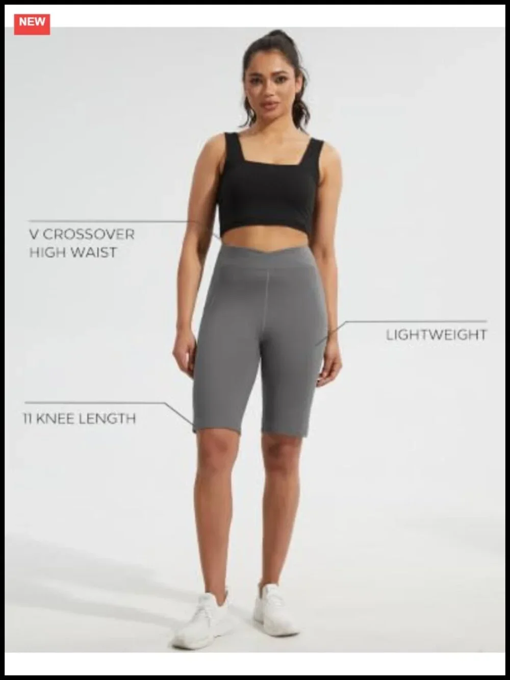 High Waist Crossover Athletic Shorts with Pockets 11